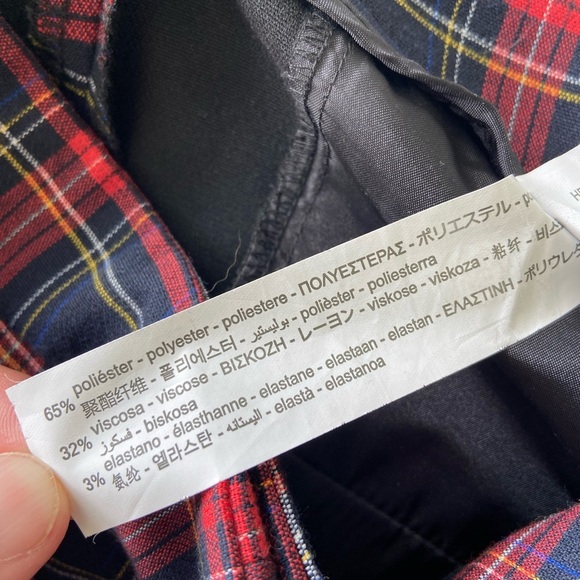 Zara Red and Black Plaid Cropped Pants. Size 4 Professional or fun. - Picture 10 of 12